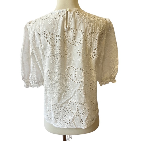 J MCLAUGHLIN JONIE TOP S EYELET LACE COTTON PRAIRIE COTTAGECORE FEMININE NWOT - Picture 5 of 12